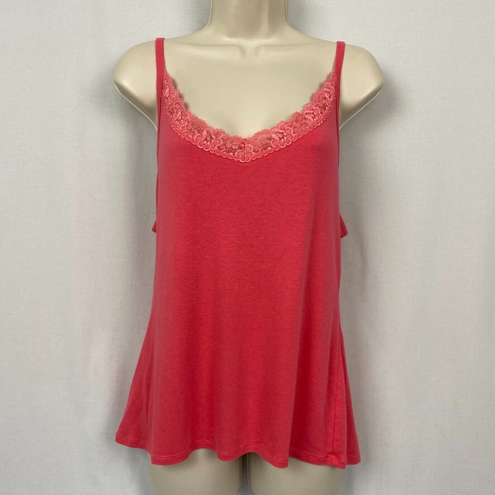 GAP Lace Trimmed Tank Top Womens XL‎ Pink Soft Stretch Cami Babydoll Vintage Y2K